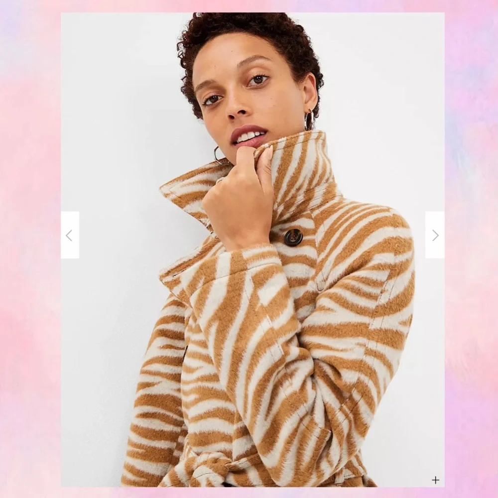 ANN TAYLOR Zebra Print Belted Trench Coat - Picture 4 of 4